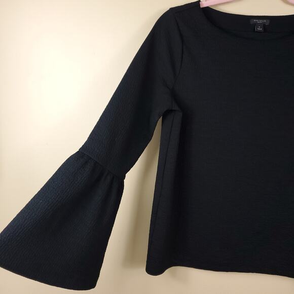 Ann Taylor Petite Flare Sleeve Knit Top In Black Size SP - Picture 4 of 10